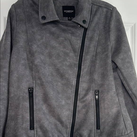 Liverpool Gray Light Suede Fabric Jacket Military Lapel NWOT M - Picture 4 of 6